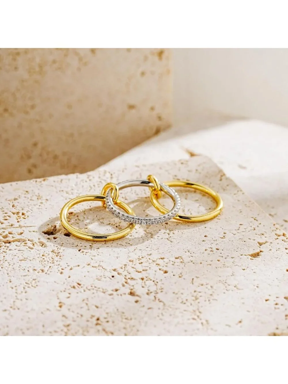 Gold Stackable Rings for Women - Non-Tarnish 14K Plated, Dainty Cubic Zirconia
